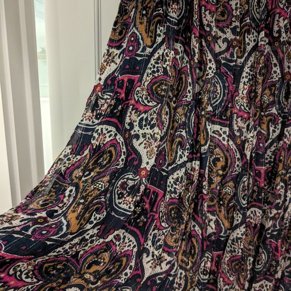Anthropology Maxi Skirt Paisley Wrap w/Elastic Scrunched Waist Size L - Picture 4 of 9